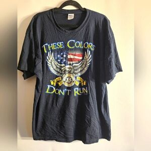 GILDAN TAG MEN'S T-SHIRT GRAPHIC  THESE COLOR DON'T RUN BLACK RED/YELLOW SIZE XL